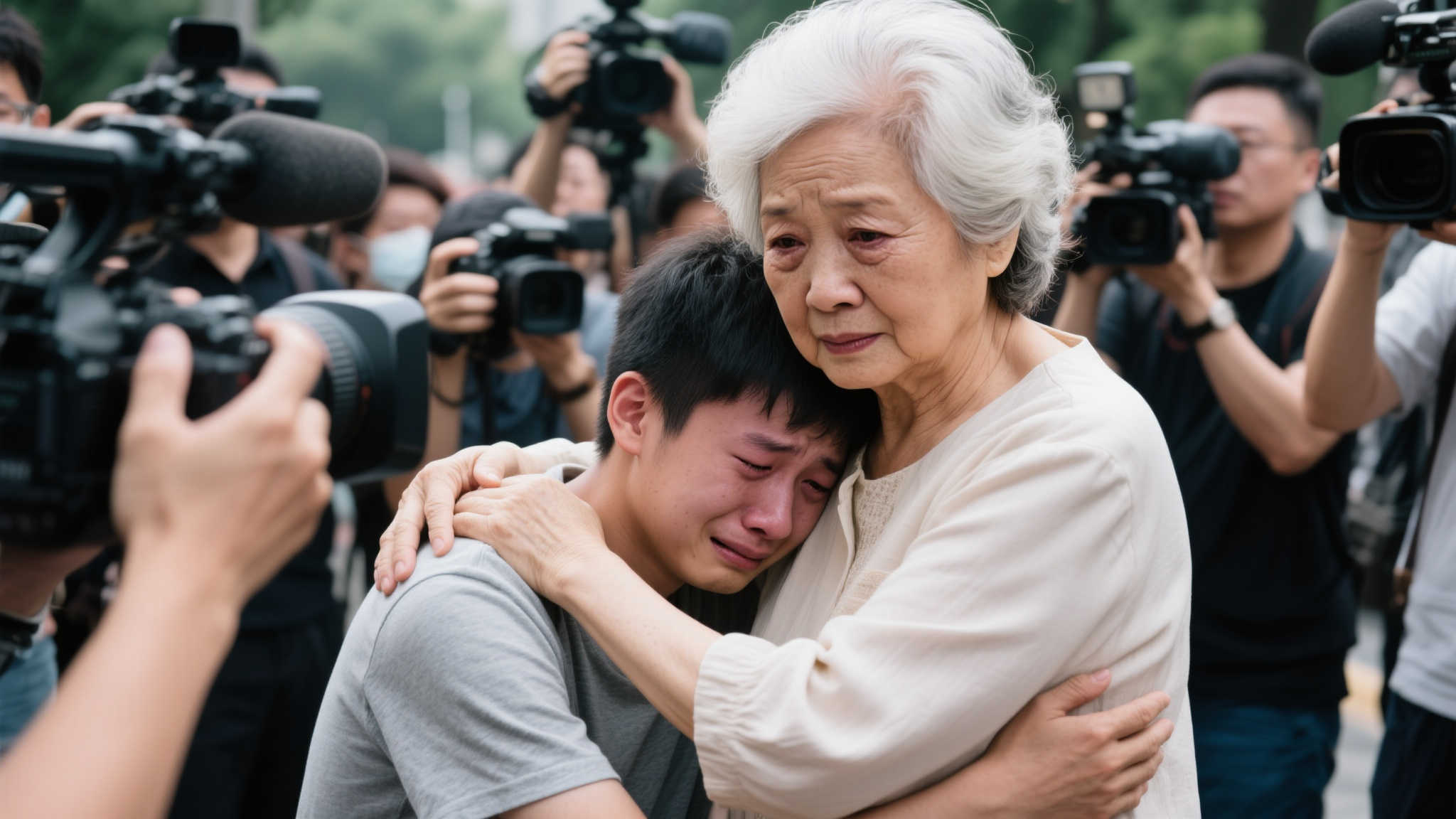 温情瞬间:麦康奈尔母亲安慰儿子并拒绝摄像机拍摄 就在媒体纷纷涌向看似脆弱不堪的小伙时,老人挺身而出